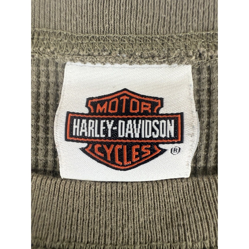 VTG Harley-Davidson Shirt Mens Large Waffle Knit Brown Thermal Winona Minnesota - Picture 5 of 8